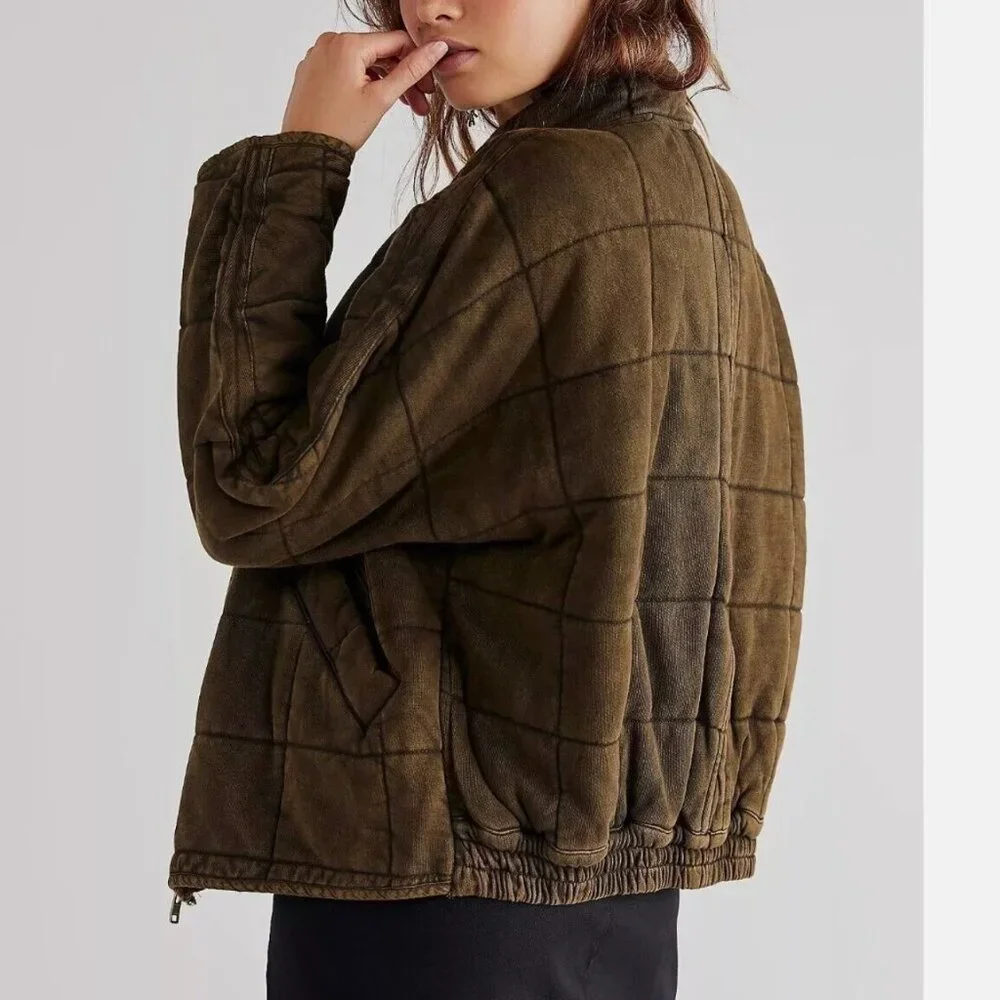 BEST NWT Free People Dolman Quilted Knit Jacket XS/S/M/L Olive Military Green - Picture 5 of 7